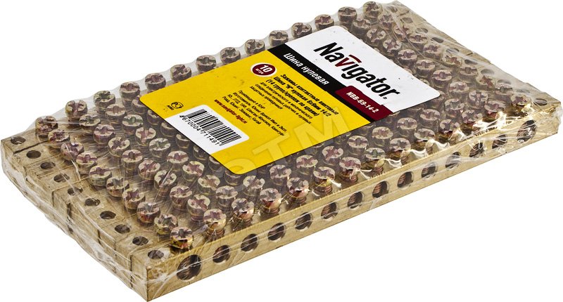 Шина нулевая 8х12мм 14/2 (14групп/крепеж по краям) (71151) Navigator ...