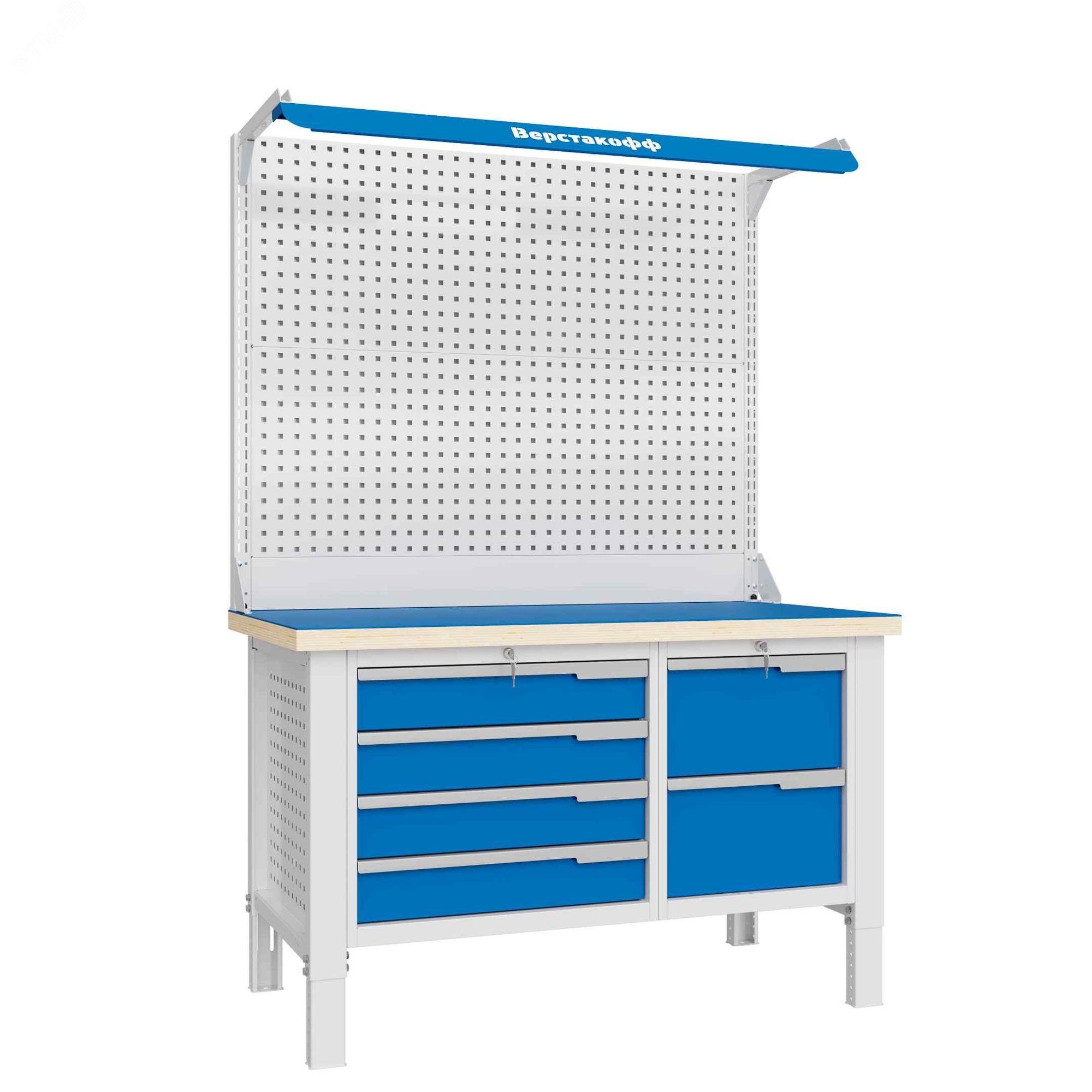 Изображение товара Верстак слесарный CTR 1432.S2L4.4-2F с регулируемой высотой и высокой нагрузкой