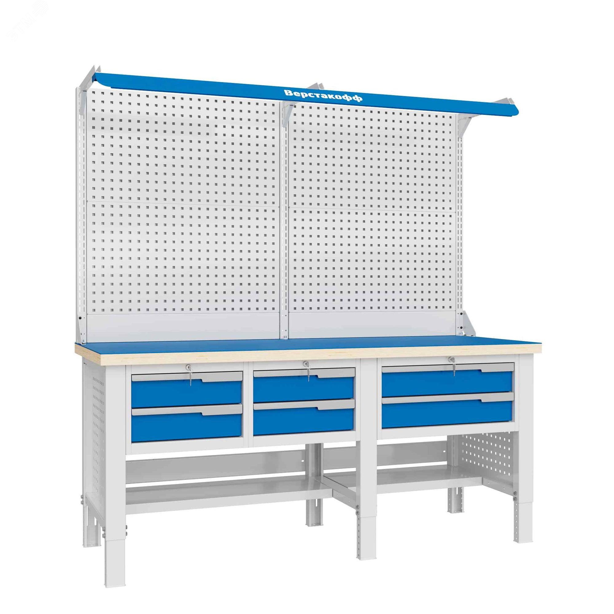 Изображение товара Верстак слесарный CTR 2032.S11L1.23-2F от Верстакофф 1993x743 мм, регулируемая высота, нагрузка 200