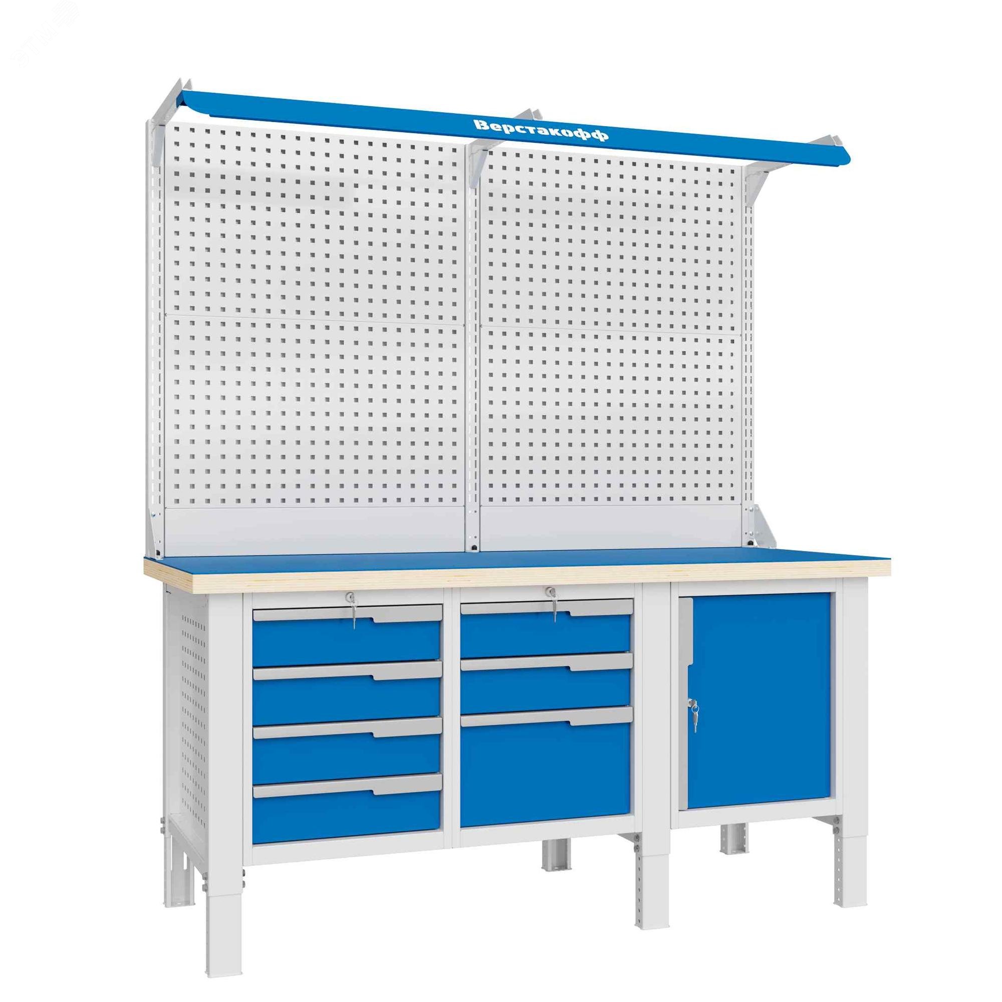 Изображение товара Верстак слесарный CTR 1832.S347.13-2F из стали с регулируемой высотой и большой нагрузкой