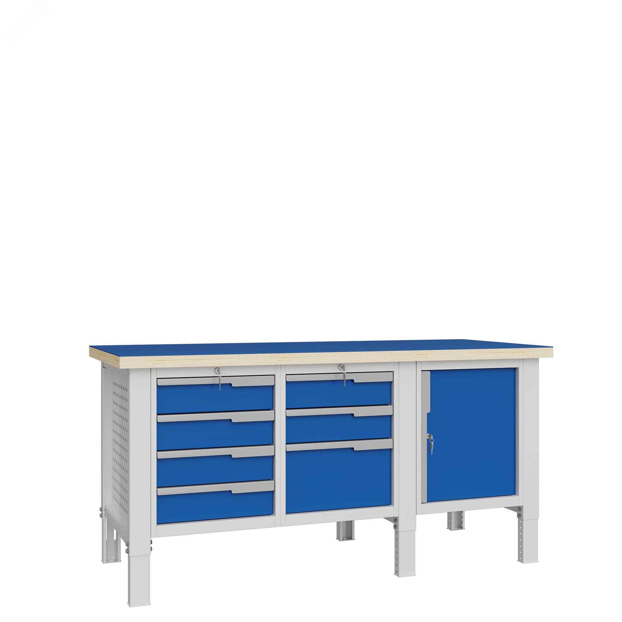 Изображение товара Верстак слесарный CTR 1832.S347.13 - прочный регулируемый рабочий стол для мастерских