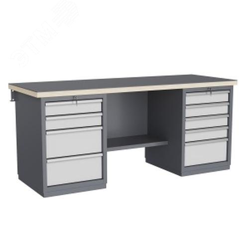 Изображение товара Верстак слесарный FBK 205.45.4 с перфорированным экраном и освещением 1993мм