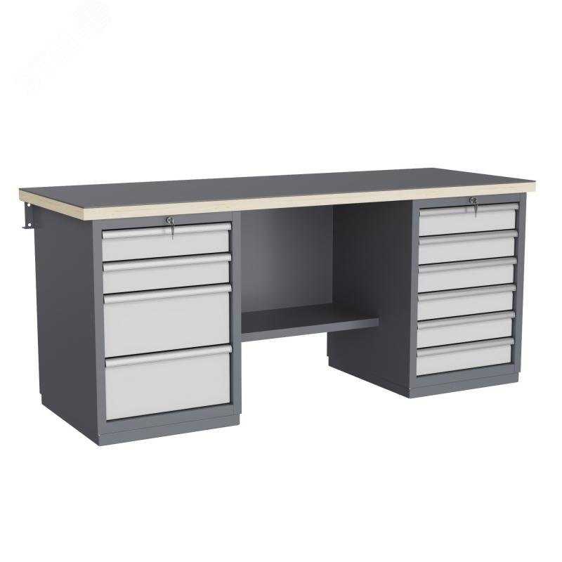 Изображение товара Верстак слесарный FBK 205.46.4 с перфорацией и освещением 1993х743 мм