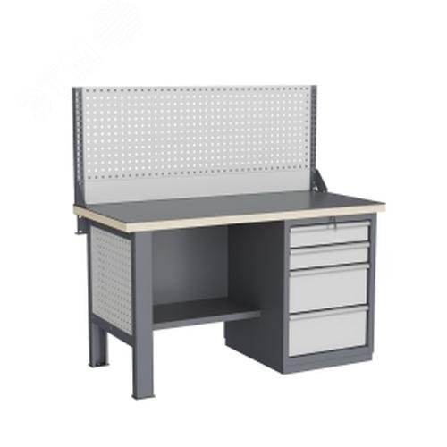 Изображение товара Верстак слесарный FBK 1551.14.3-1 с перфорированным экраном и освещением