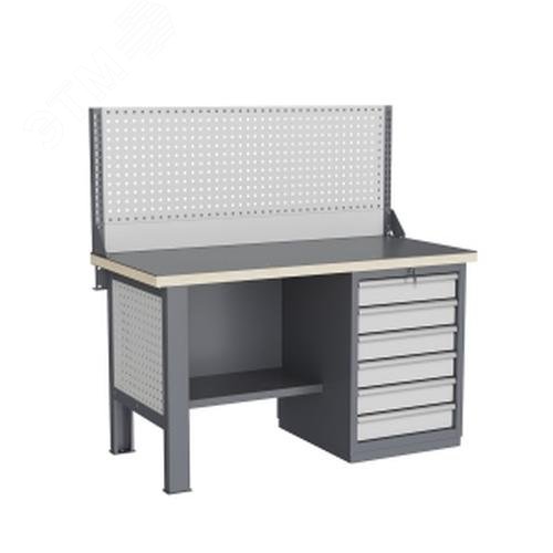 Изображение товара Верстак слесарный FBK 1551.16.3-1 с фанерной столешницей и металлической укрепляющей конструкцией