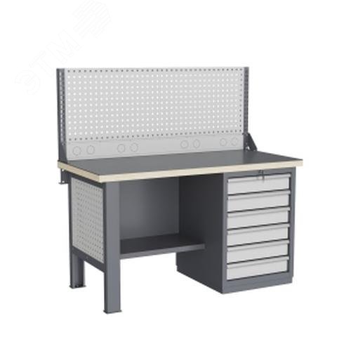 Изображение товара Верстак слесарный FBK 1551.16.3-1R с платформой из фанеры и металлическим каркасом