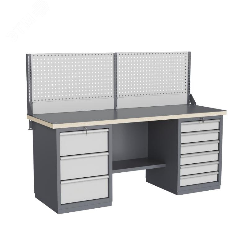 Изображение товара Верстак слесарный FBK 205.36.4-1 с перфорированными экранами и тумбами