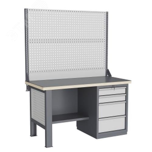 Изображение товара Верстак слесарный FBK 1551.14.3-2 с перфорированным экраном и электромонтажным блоком