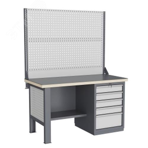 Изображение товара Верстак слесарный FBK 1551.15.3-2 с перфорированным экраном и освещением Россия