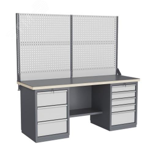 Изображение товара Верстак слесарный FBK 205.35.4-2 с перфорированным экраном и освещением