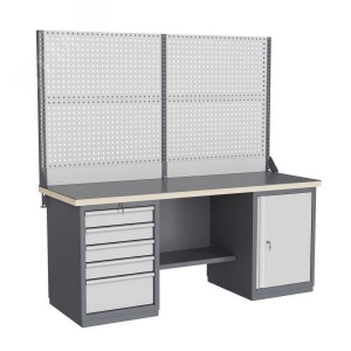 Изображение товара Верстак слесарный FBK 205.57.4-2 с магнитной стойкой и освещением