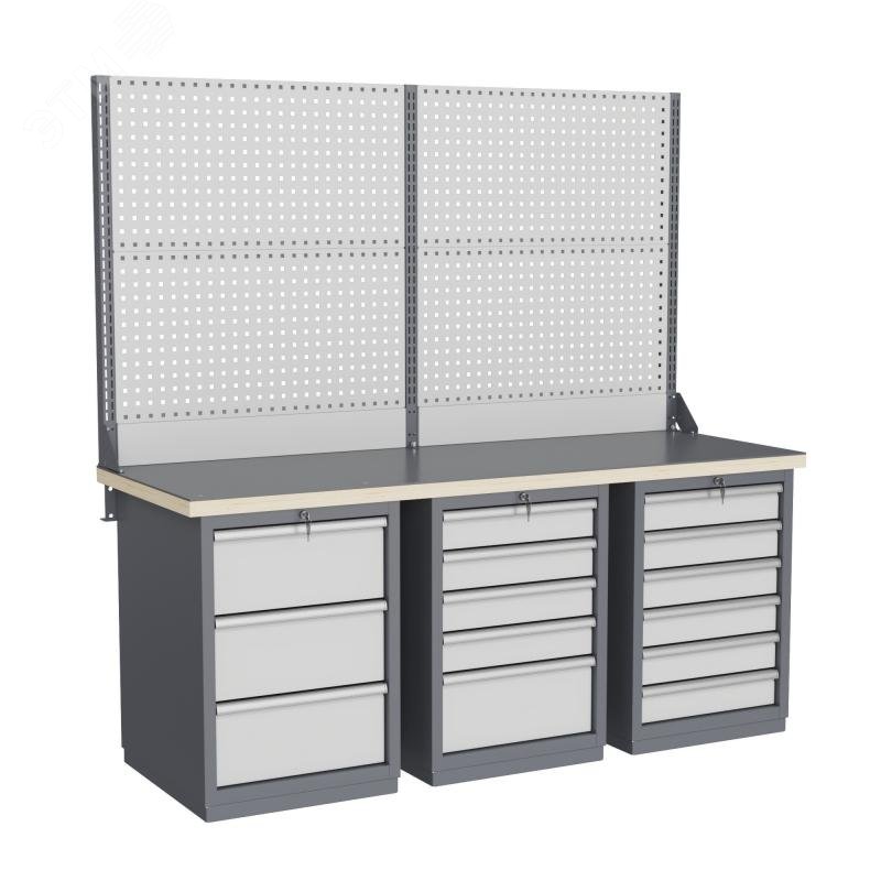 Изображение товара Верстак слесарный FBK 205.356-2 с перфорированным экраном и тумбами