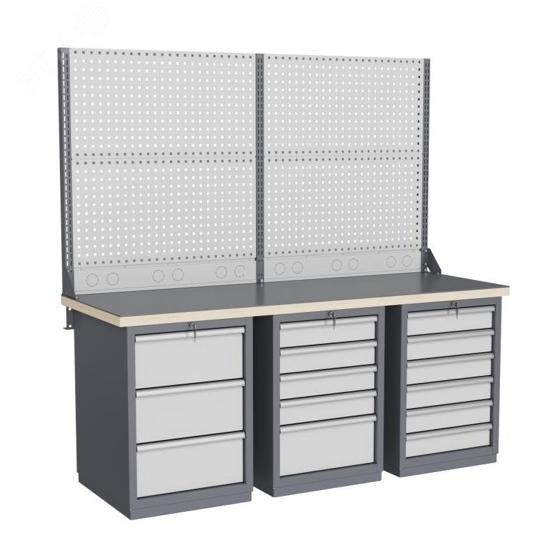 Изображение товара Верстак слесарный FBK 205.356-2R с перфорированным экраном и допоборудованием