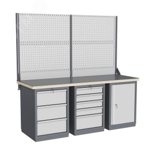 Изображение товара Верстак слесарный FBK 205 357-2 с металлическим экраном и тумбами Россия