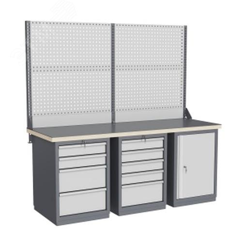 Изображение товара Верстак слесарный FBK 205.457-2 с перфорированным экраном и освещением