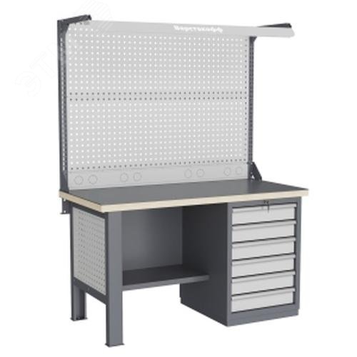 Изображение товара Верстак слесарный FBK 1551.16.3-2FR с перфорацией и освещением