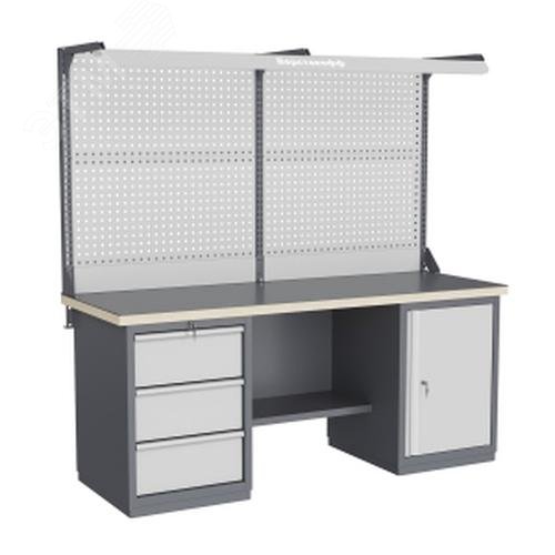 Изображение товара Верстак слесарный FBK 205.37.4-2F с перфорированным экраном и освещением