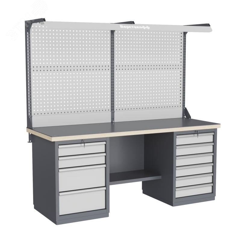 Изображение товара Верстак слесарный FBK 205.46.4-2F с усиленной нагрузкой и перфорацией