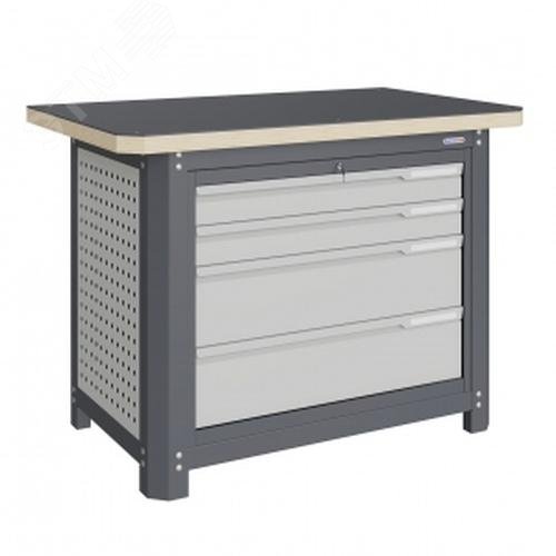 Изображение товара Верстак слесарный MCN 1252.L4 из металла с влагостойкой столешницей и центральным замком