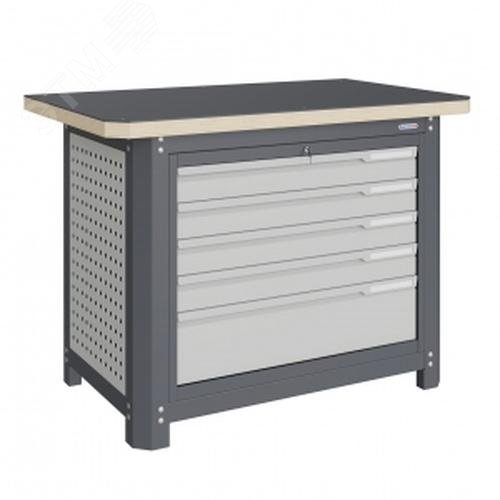 Изображение товара Верстак слесарный MCN 1252.L5 с ящиками, нагрузка 1500 кг, Россия