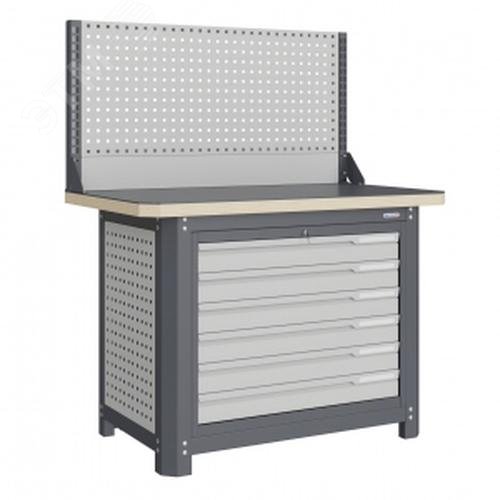 Изображение товара Верстак слесарный из металла МСН 1252.L6-1 с ящиками и грузоподъемностью 1500 кг