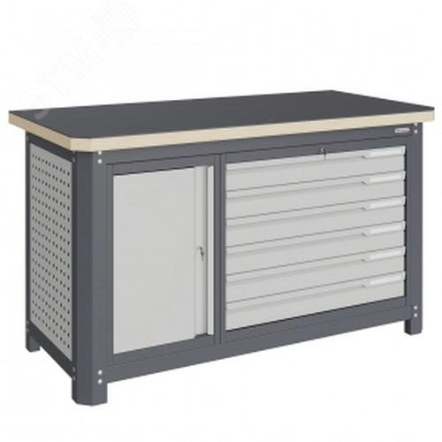 Изображение товара Верстак слесарный MCN 1552.S7L6 с металлическими элементами и ящиками