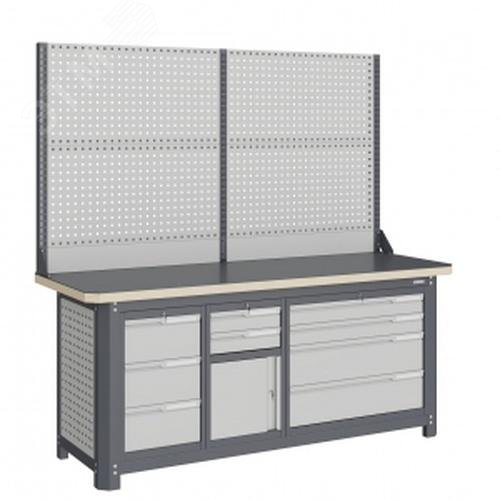 Изображение товара Модульный верстак MCN 2052.S39L4-2 из металла с ящиками и фанерной столешницей