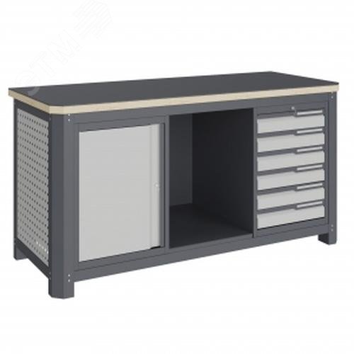 Изображение товара Верстак слесарный металлический с влагостойкой фанерой и ящиками 1493х743мм