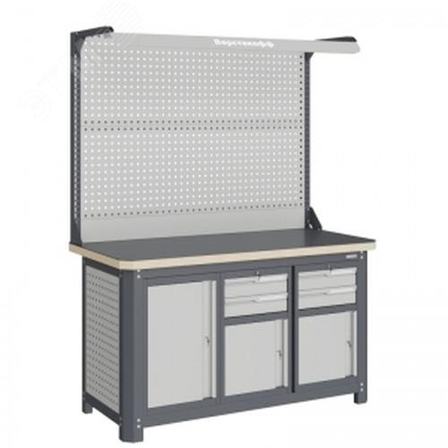 Изображение товара Верстак слесарный MCN 1552.S799-2F из металла, с тумбами и усиленной столешницей