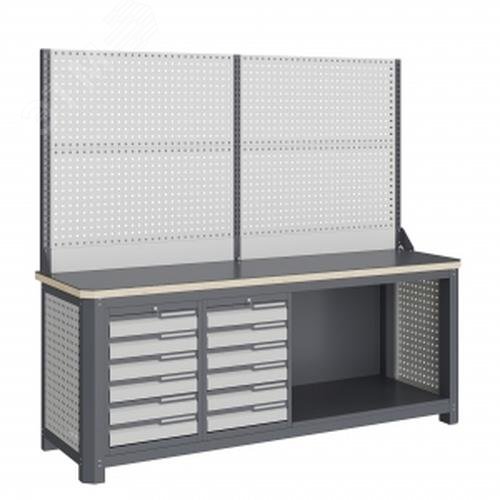 Изображение товара Модульный верстак MCN 2052.S66.11-2 с фанерной столешницей и стальными элементами