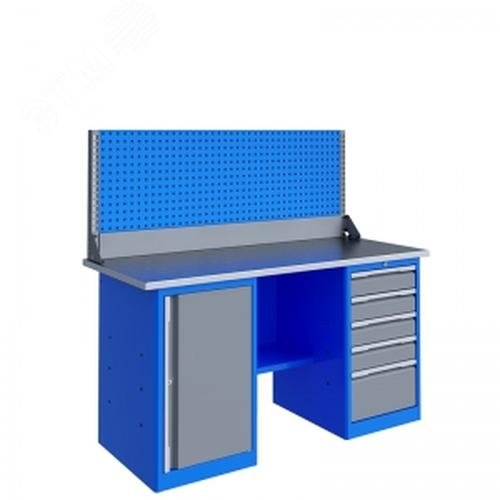 Изображение товара Верстак слесарный TNC 161.57.1-1 с освещением и перфорацией 1596x696 мм