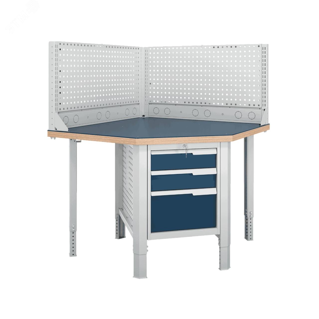 Изображение товара Угловой верстак серии Constructor U5 от Верстакофф 1680x1350 мм с регулировкой высоты