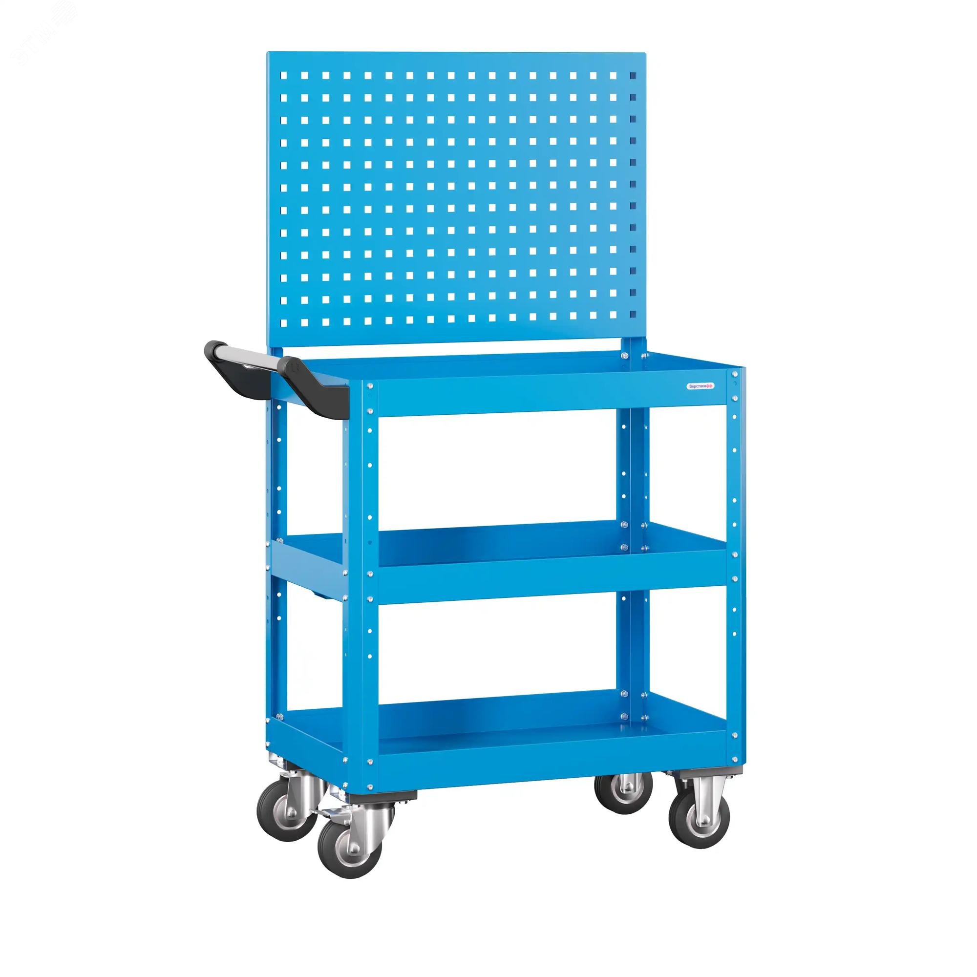 Изображение товара Тележка инструментальная PLC 8007.0-1 с 3 полками и перфорированной панелью