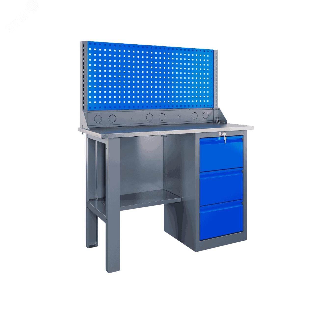 Изображение товара Верстак слесарный SLF 121.13.1-1R с рабочей поверхностью 1196x496 мм