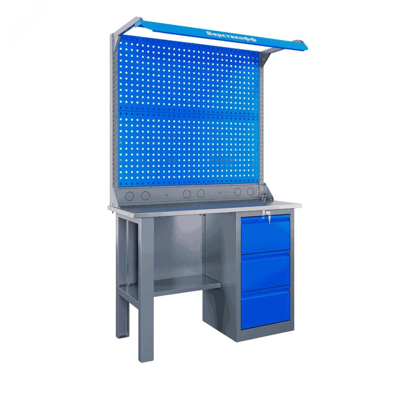 Изображение товара Верстак слесарный SLF 121.13.1-2FR с рабочей поверхностью из МДФ Россия