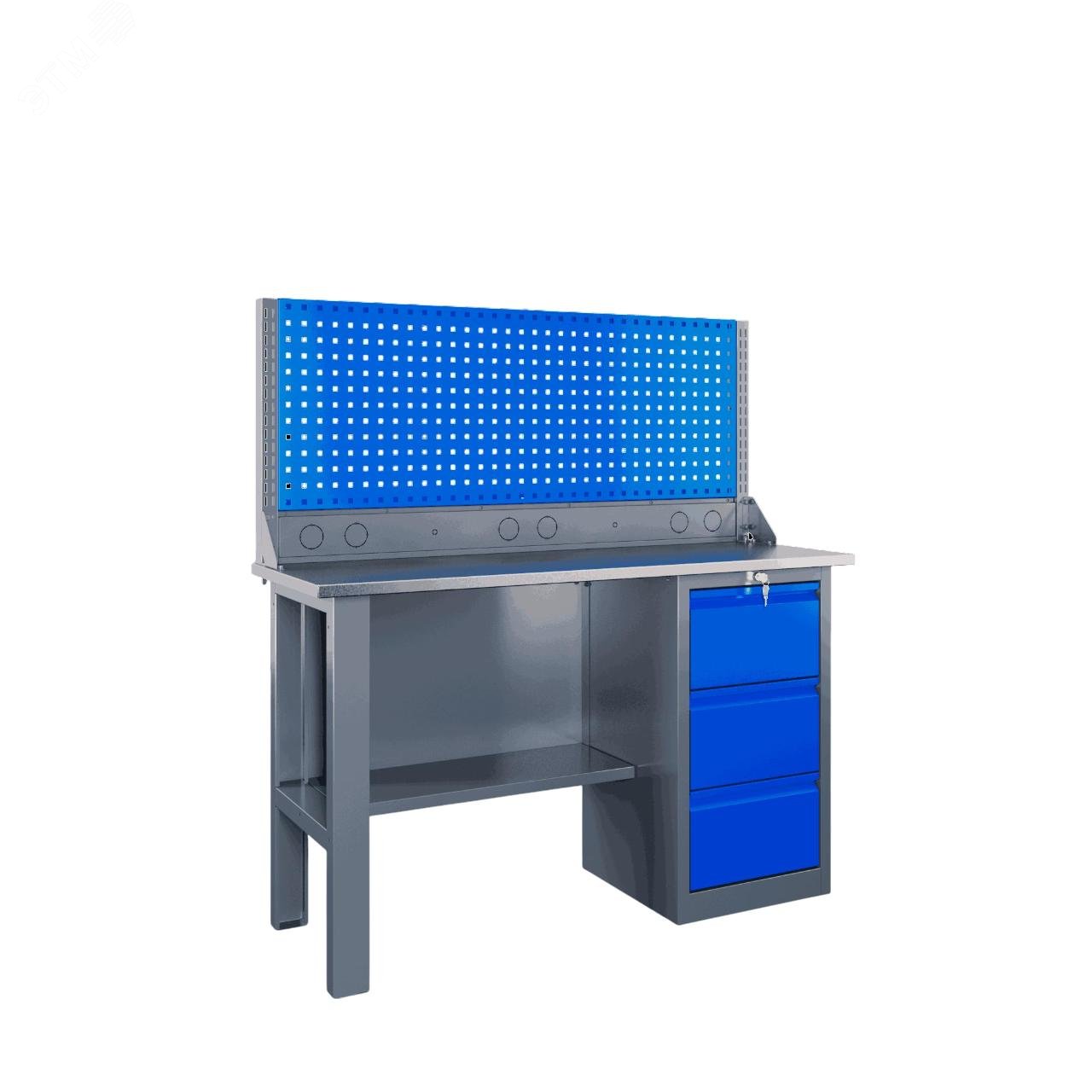 Изображение товара Верстак слесарный SLF 141.13.2-1R металлический с МДФ рабочей поверхностью