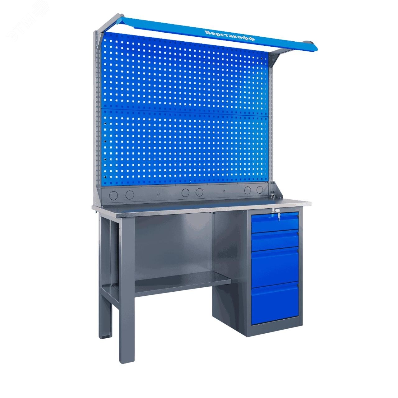 Изображение товара Верстак слесарный металлический SLF 141.14.2-2FR компактный для мастерской и гаража