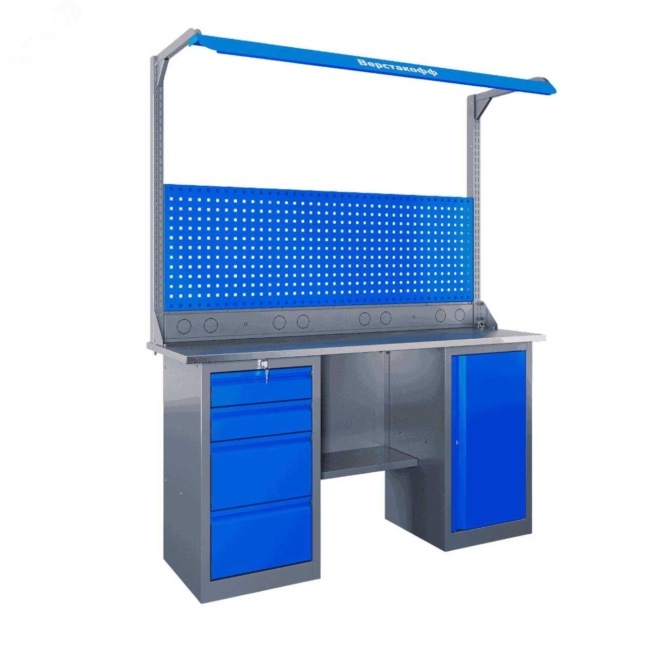 Изображение товара Верстак слесарный SLF 161.47.1-1FR с металлической столешницей и нагрузкой до 500 кг