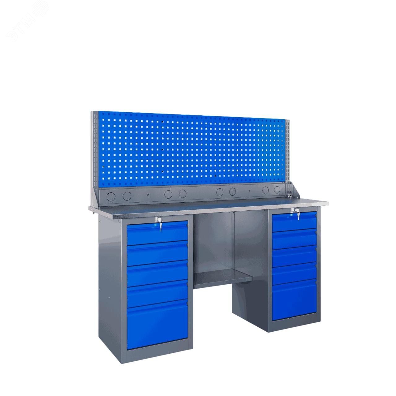 Изображение товара Верстак слесарный SLF 161.55.1-1R с полками и ящиками, Россия