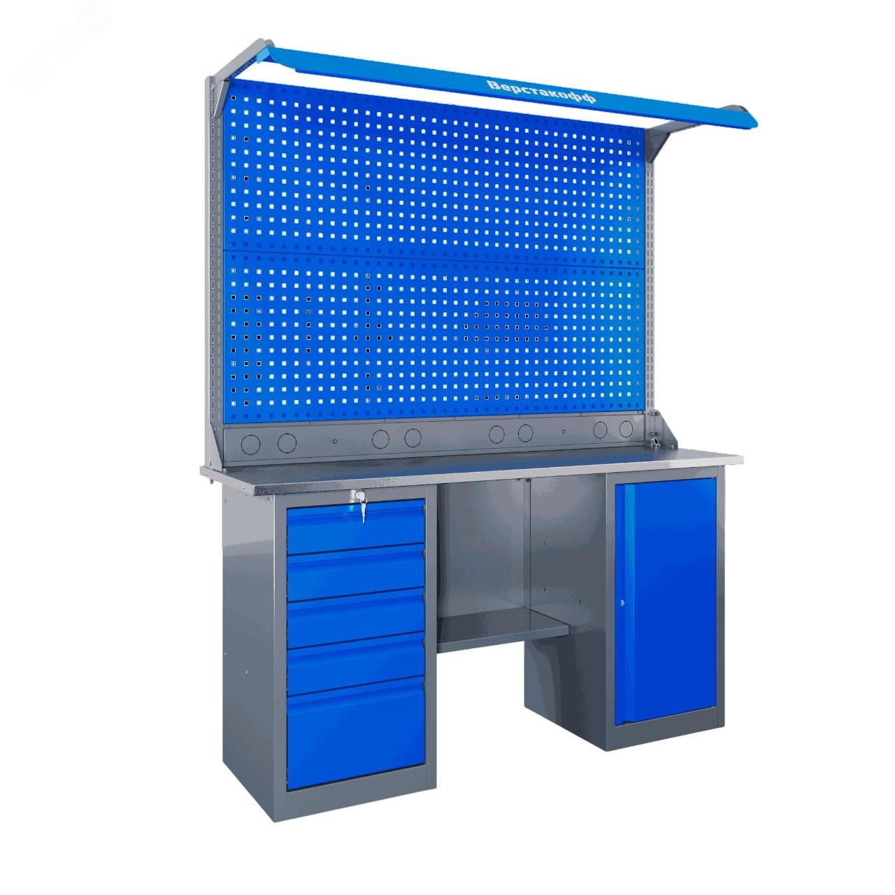 Изображение товара Верстак слесарный SLF 161.57.1-2FR с МДФ и грузоподъемностью 500 кг Изображение товара Верстак слесарный SLF 161.57.1-2FR с МДФ и грузоподъемностью 500 кг