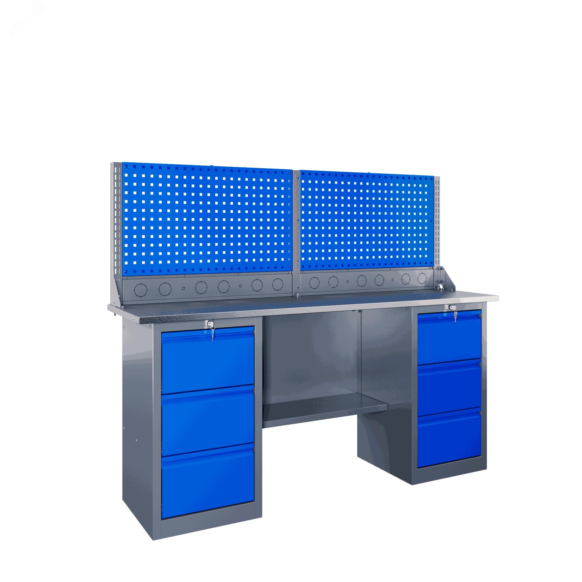 Изображение товара Верстак слесарный SLF 181. 33. 2-1R - металлический, компактный, грузоподъемность 500 кг