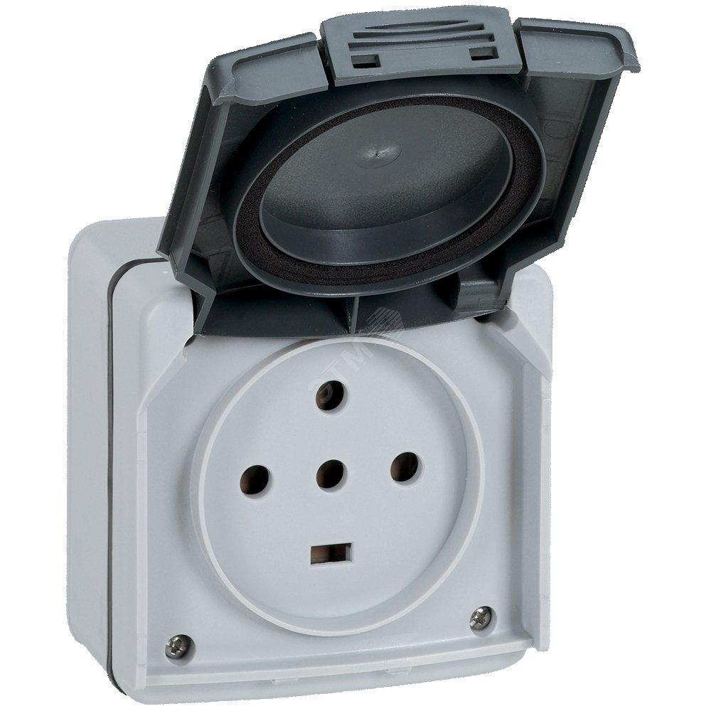 PLEXO Розетка х1 с/з IP55 20А 400В серый артикул 91657 Legrand - купить ...