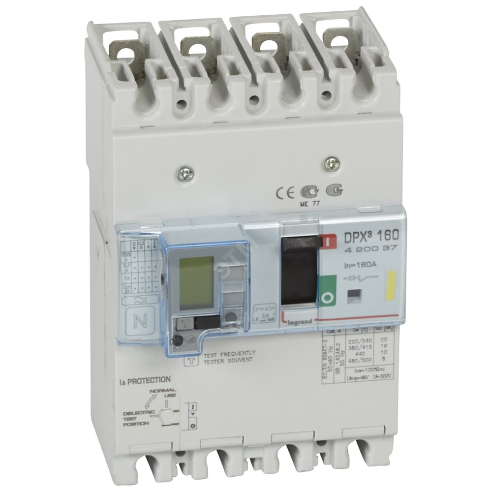 Автоматический выключатель DPX 160 - термомагн.   расц. - с диф. защ. - 16 кА - 400 В~ - 4П - 160 А 420037 Legrand - превью 2