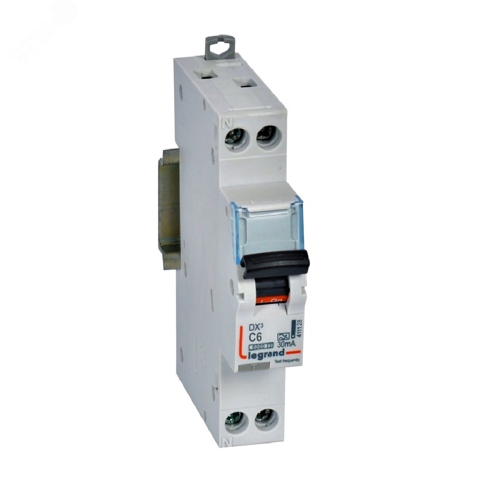 Выключатель автоматический дифференциального тока АВДТ DX3 1П+Н 6000А C6 30мА тип А (1 модуль) 411128 Legrand