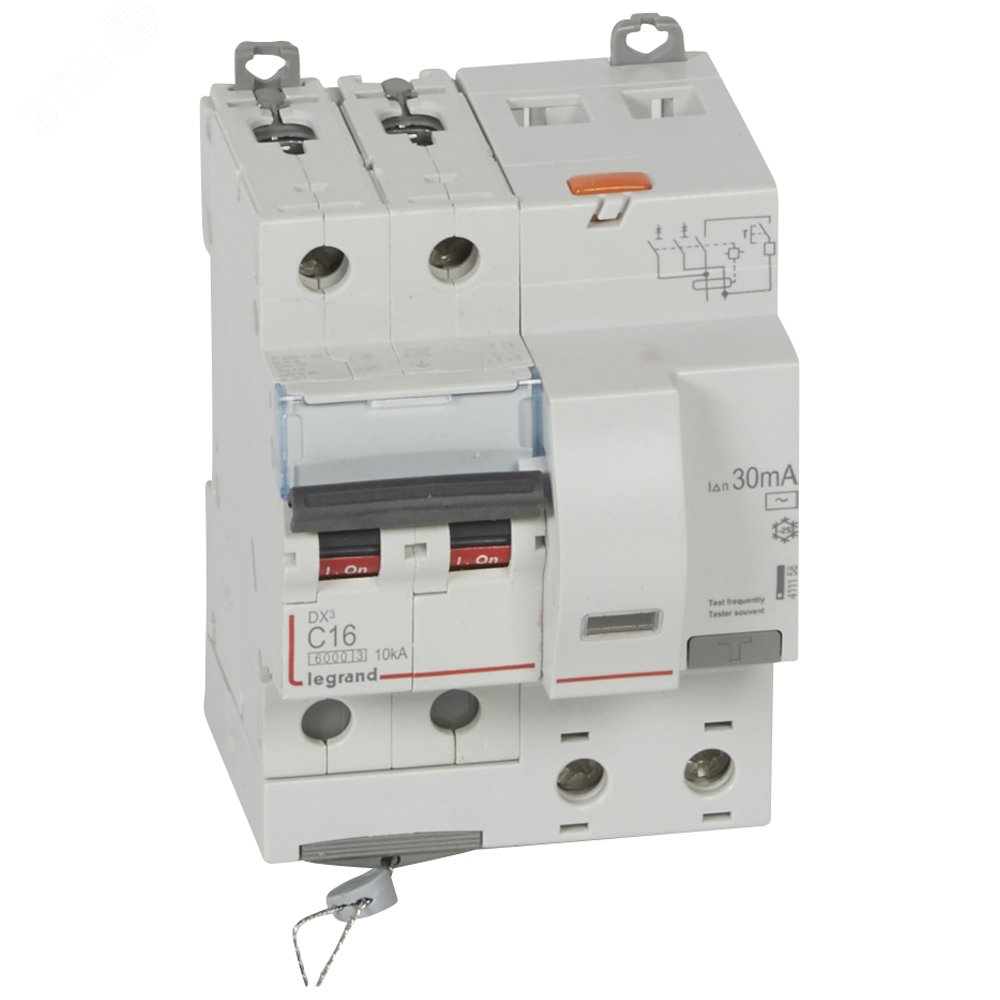 Выключатель автоматический дифференциального тока АВДТ DX3 2п 16А 30мА АС 411158 Legrand - превью 2