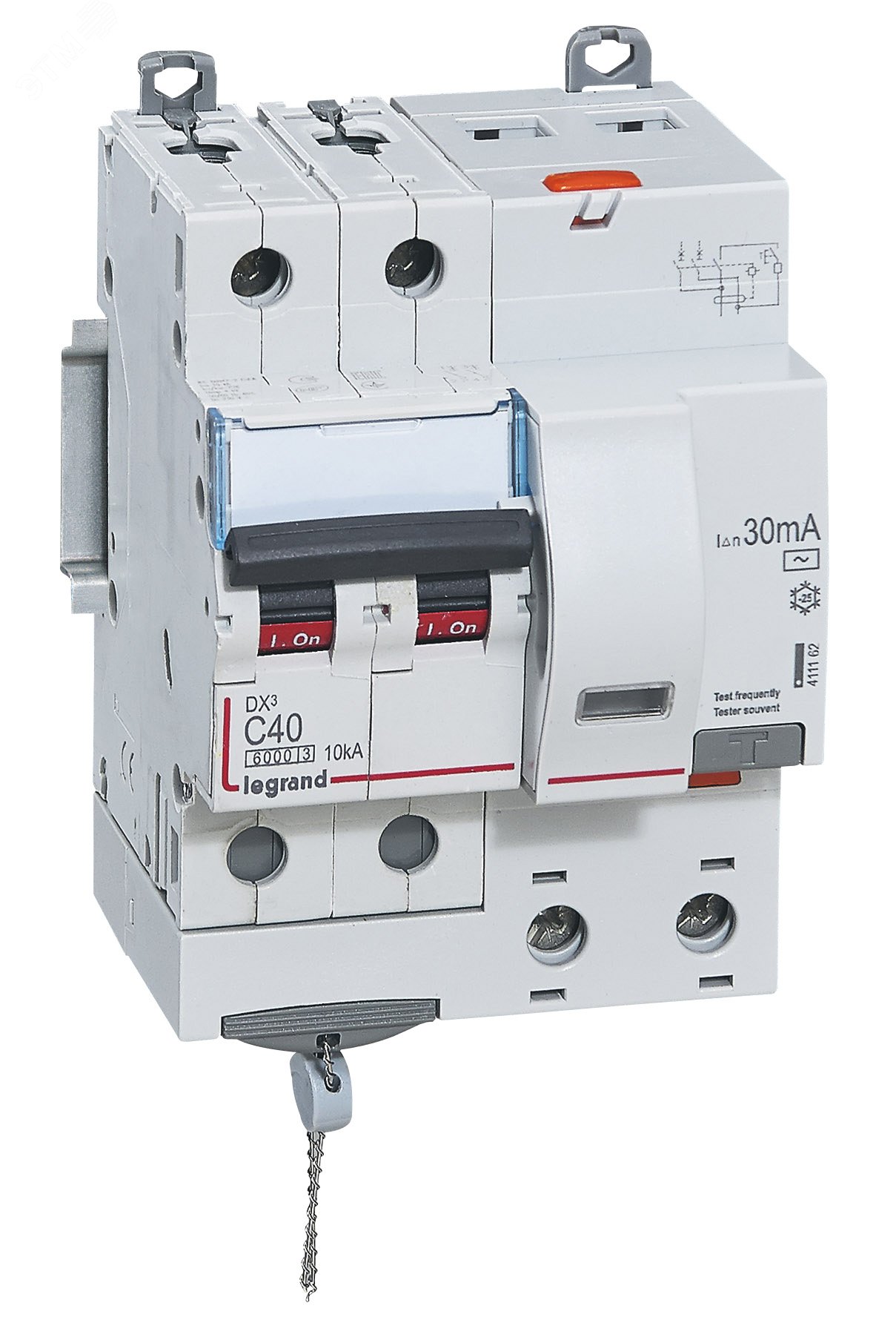 Выключатель автоматический дифференциального тока АВДТ DX3 2П C40А 30MА-АC 4м 411162 Legrand - превью 2