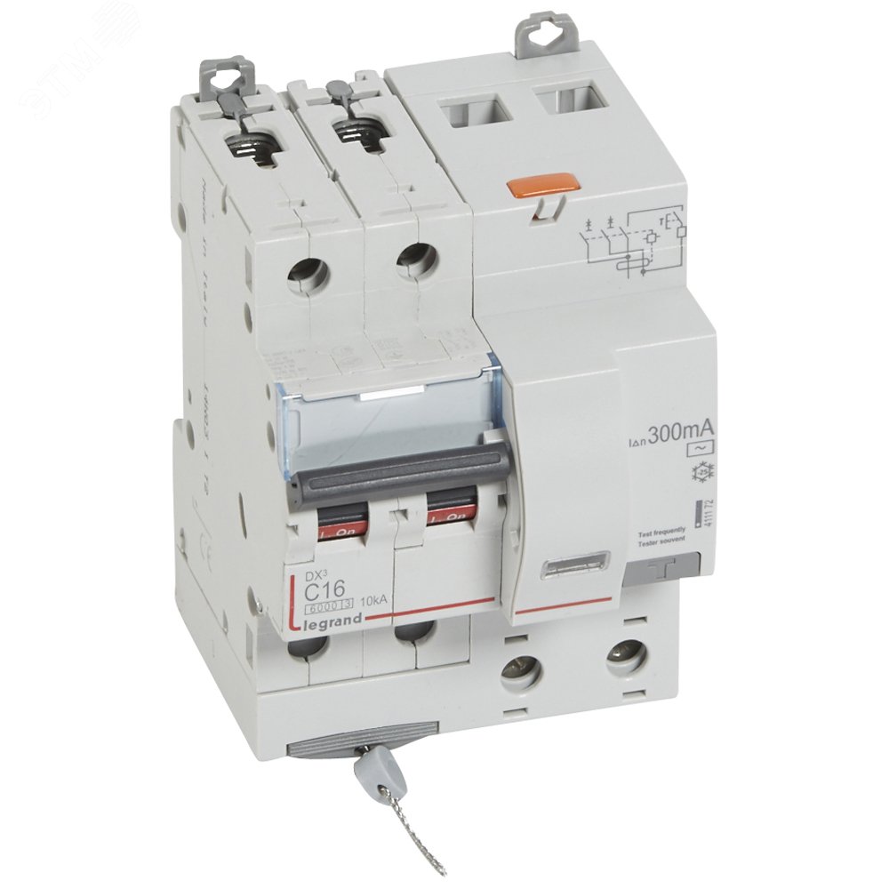 Выключатель автоматический дифференциального тока DX3 2П C16А 300MА-АC 4м 411172 Legrand - превью 2