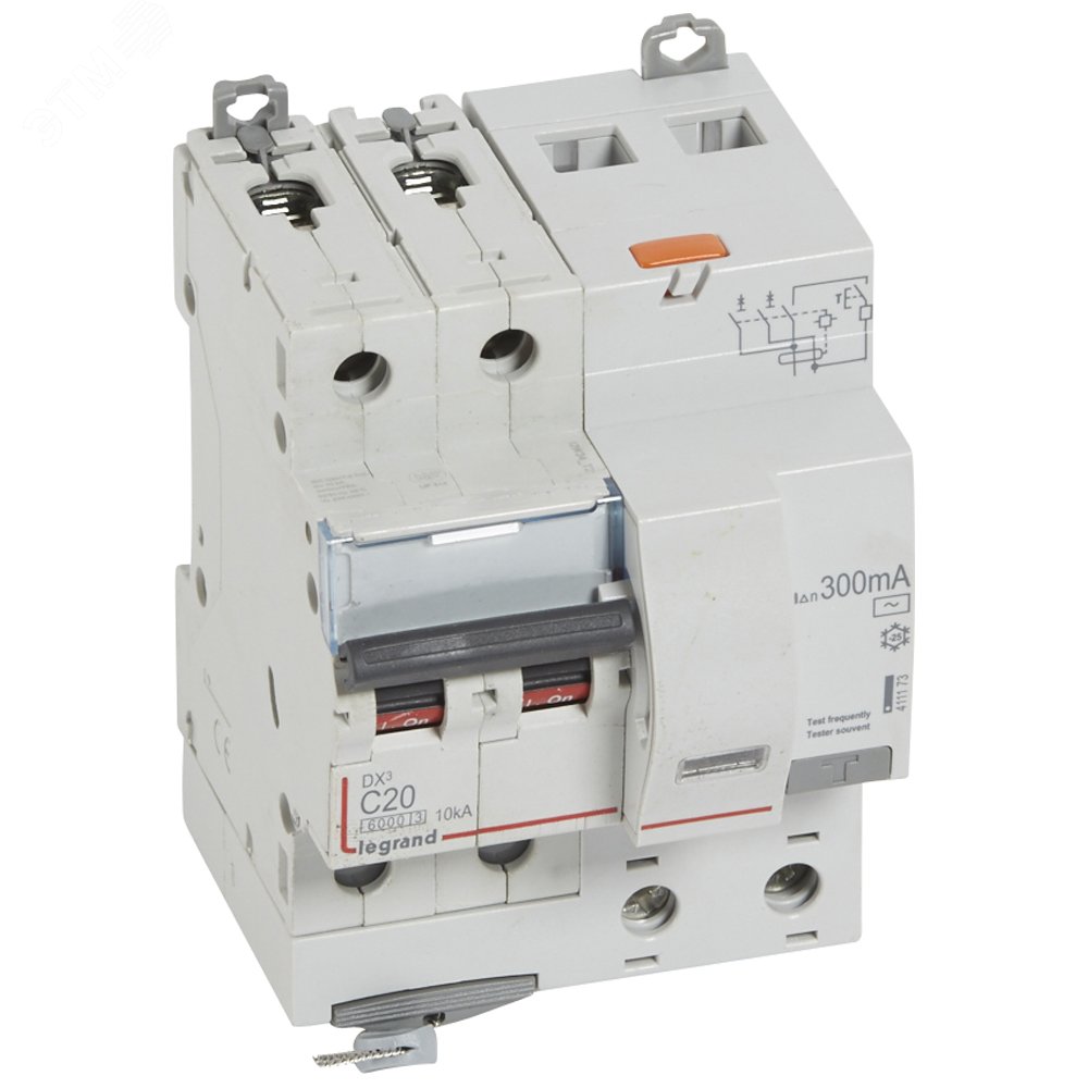 Выключатель автоматический дифференциального тока DX3 2П C20А 300MА-АC 4м 411173 Legrand - превью 2