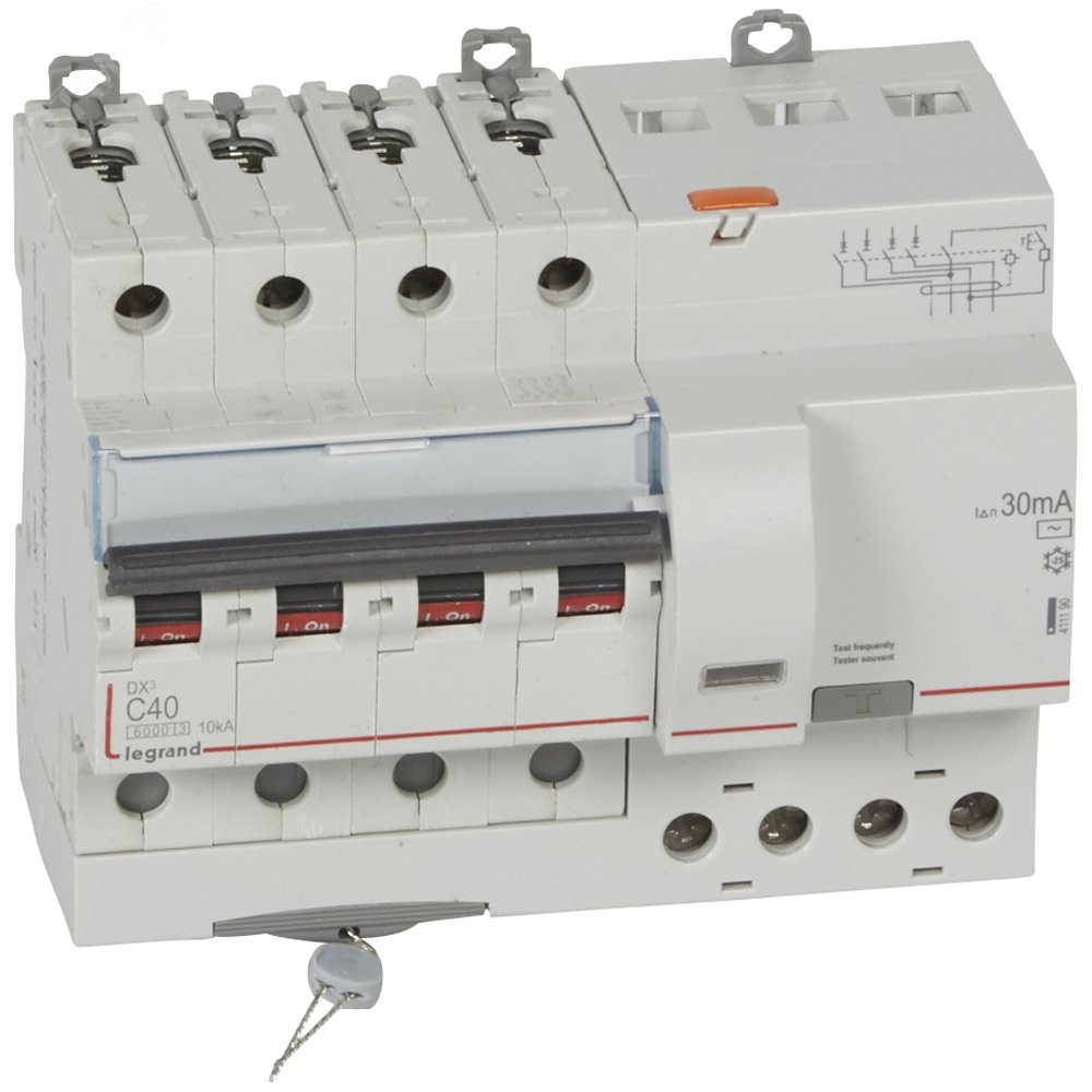 Выключатель автоматический дифференциального тока АВДТ DX3 4п 40А 30мА АС 411190 Legrand - превью 2
