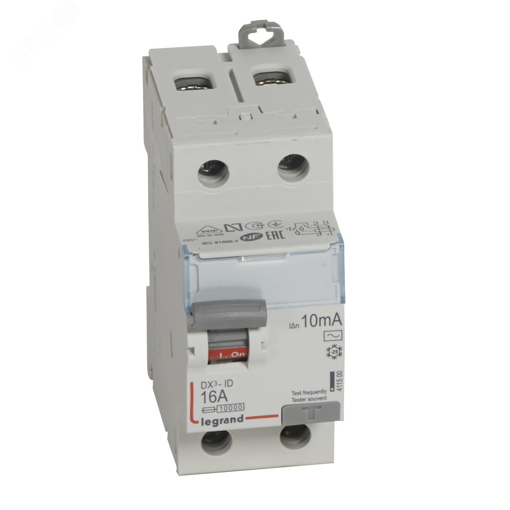 Выключатель дифференциального тока (УЗО) 2п 16А 10мА DX3 АC 411500 Legrand - превью 2